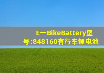 E一BikeBattery型号:848160有行车锂电池