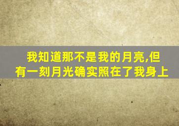 我知道那不是我的月亮,但有一刻月光确实照在了我身上