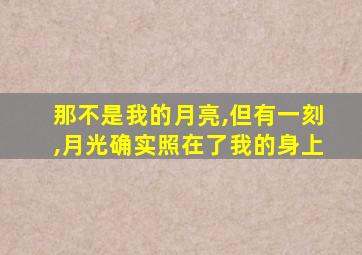那不是我的月亮,但有一刻,月光确实照在了我的身上